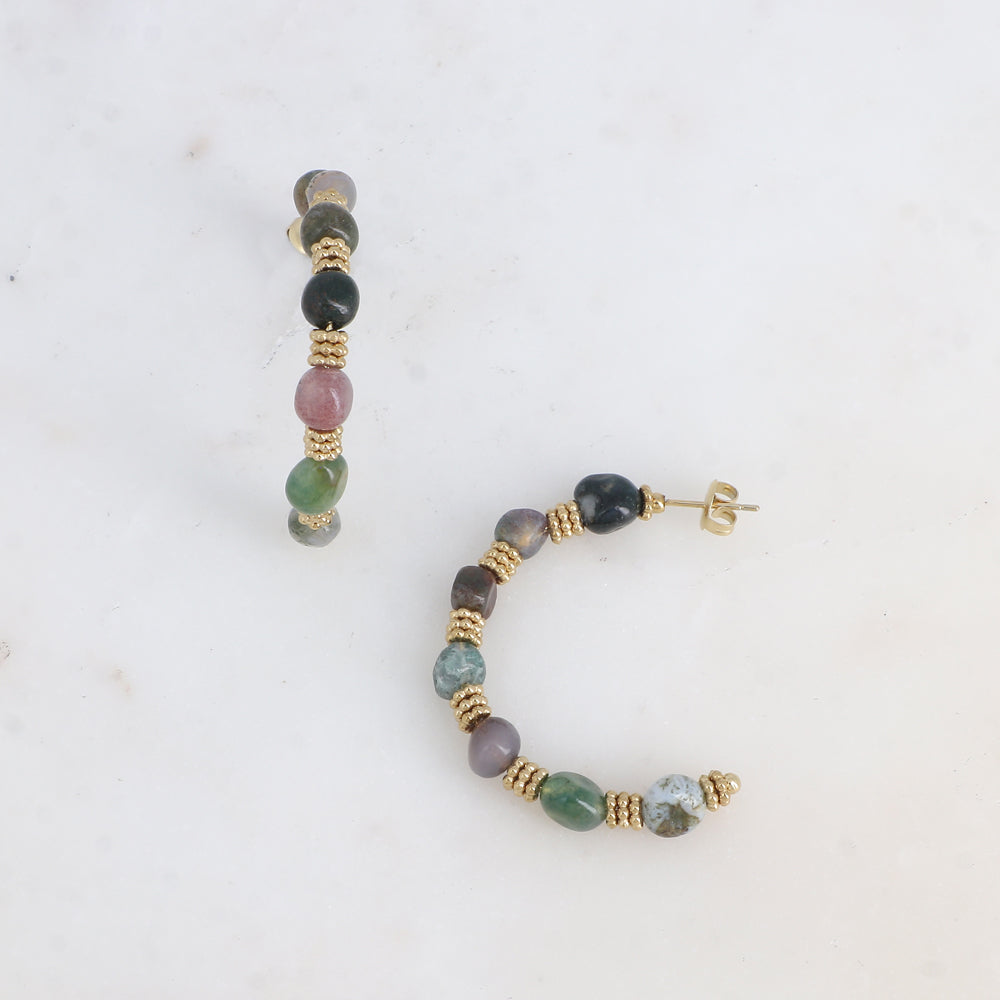 Boucles d’oreilles Arya - agate mousse