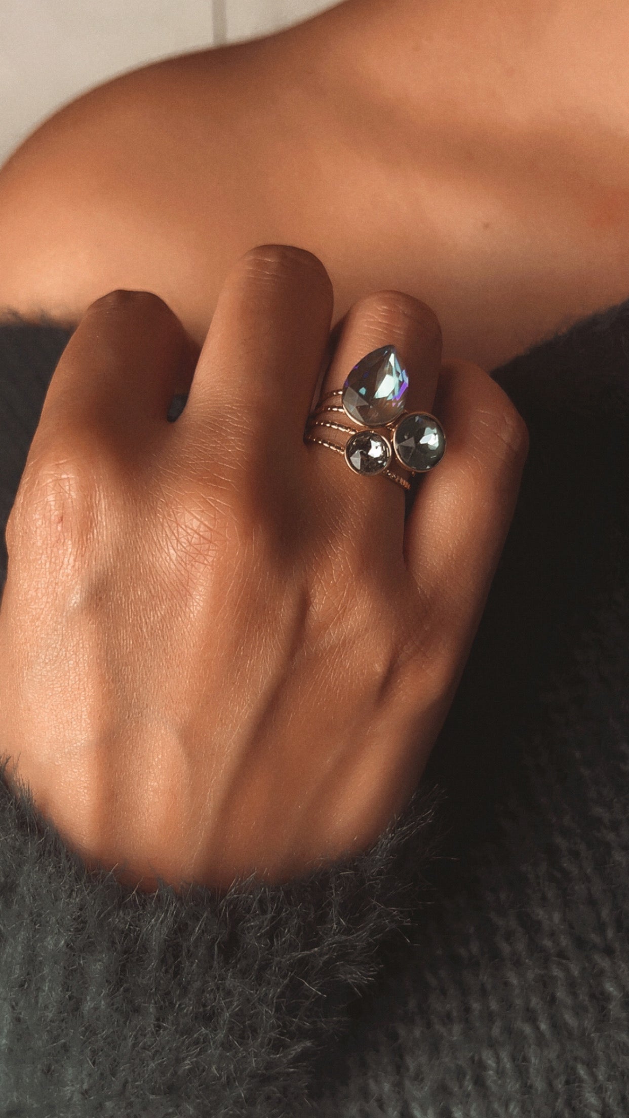 Bague Astra - cristaux Swarovski® - Army Green