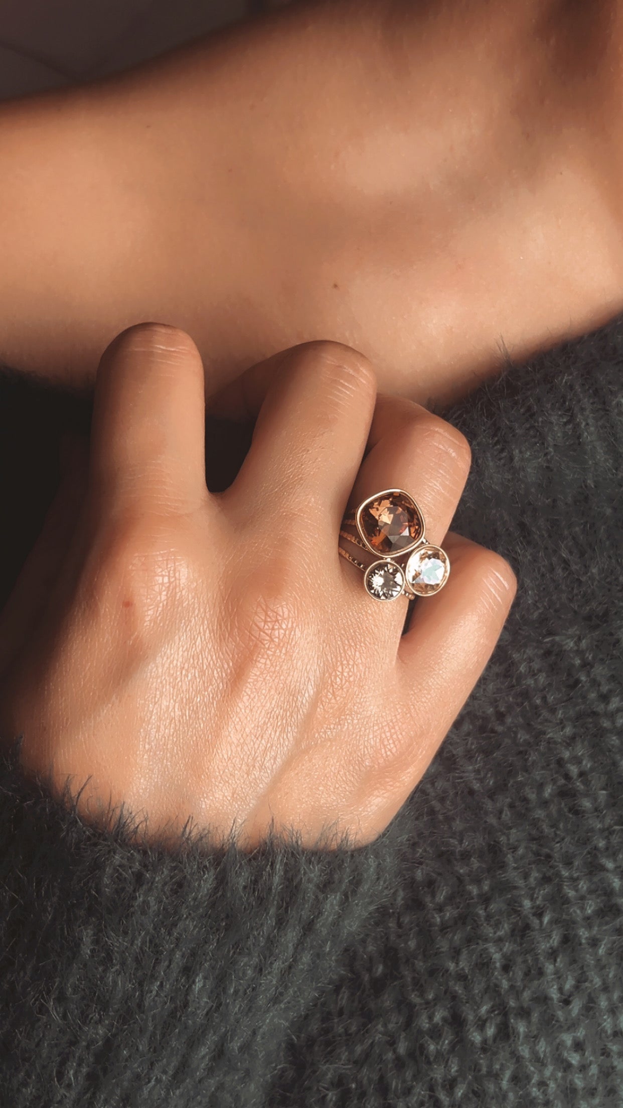 Bague Opal - cristaux Swarovski® - Light Amber