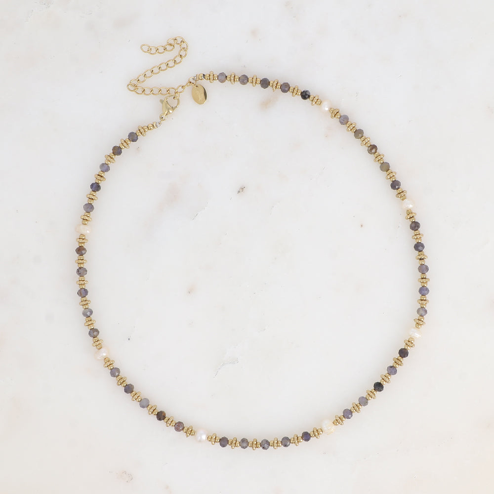 Collier Thaïs - agate bleue