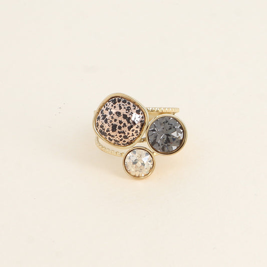 Bague Opal - cristaux Swarovski® - Jet Rose Patina