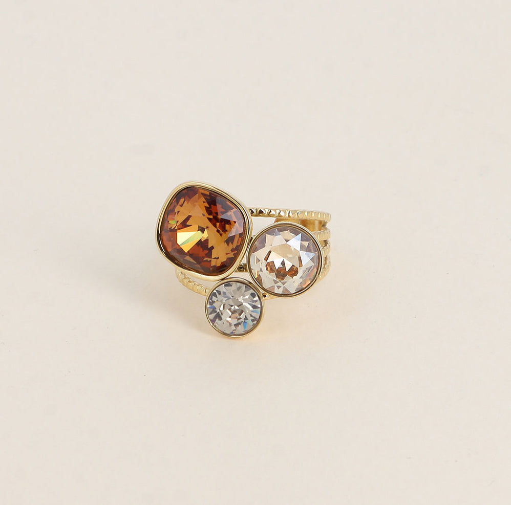 Bague Opal - cristaux Swarovski® - Light Amber