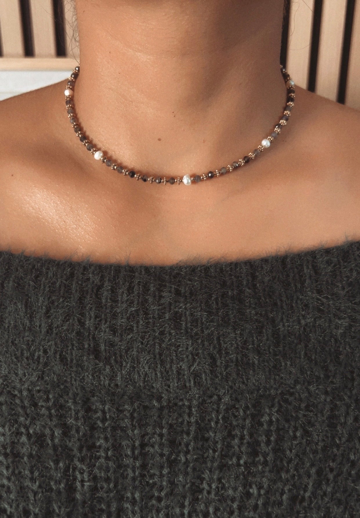 Collier Thaïs - agate bleue