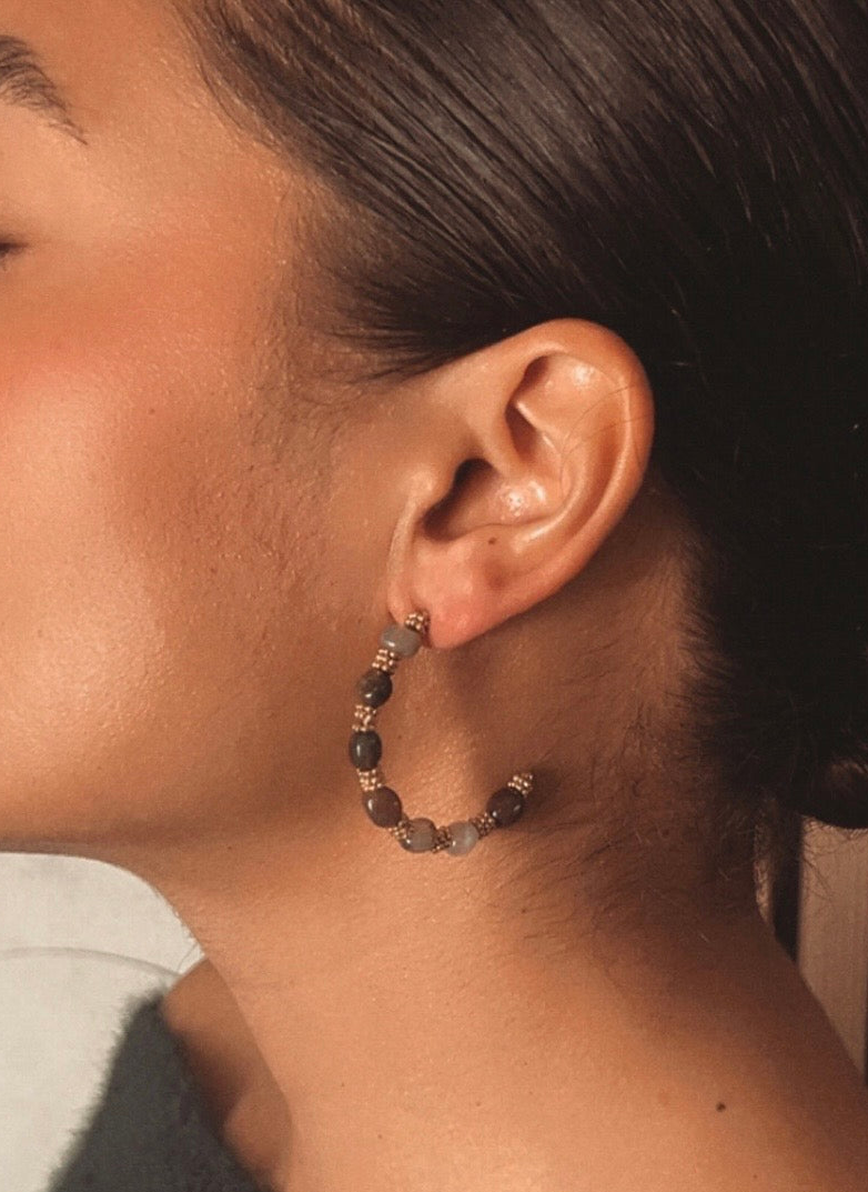 Boucles d’oreilles Arya - agate mousse