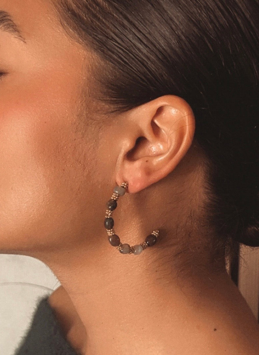 Boucles d’oreilles Arya - agate mousse